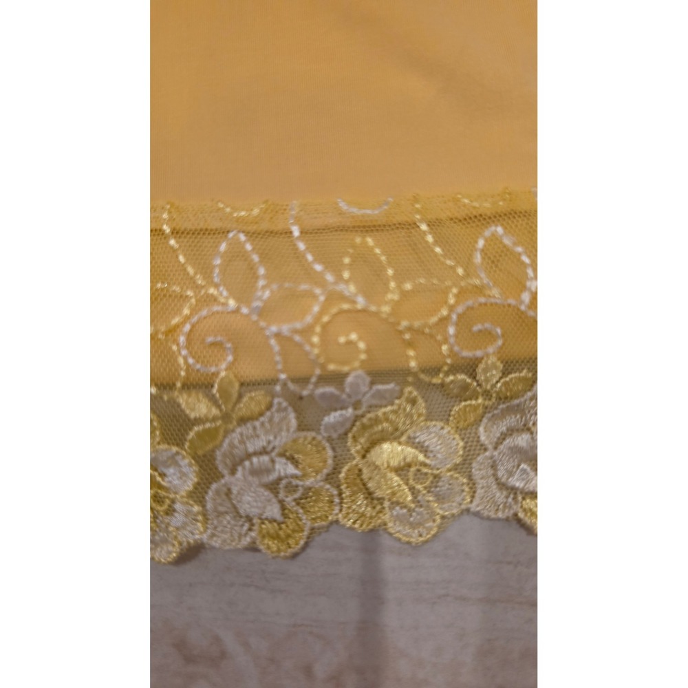 VTG Yellow Floral Lace Trim Nightgown Adjustable Straps Chemise Slip Dress SZ XL - Picture 10 of 11